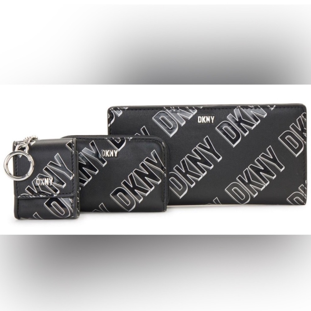 DKNY Women’s Casual Phoenix Box Set Classic Wallet Bi-Fold Wallet+Card+iPod Case - Picture 3 of 10